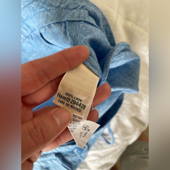 L.L. Bean chambray blue 100% linen pants elastic tie waist | 18 - Picture 9 of 13